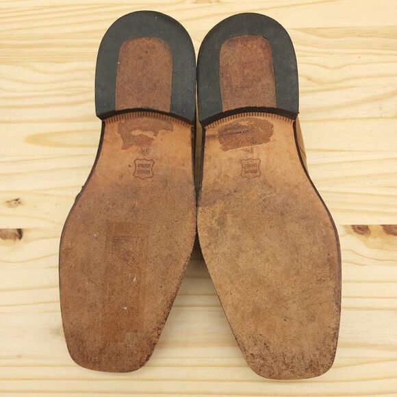 Fratelli Mens Oxfords Sz 9.5 M Brown Leather Y2K Square Toe Dress Shoes - Picture 7 of 9